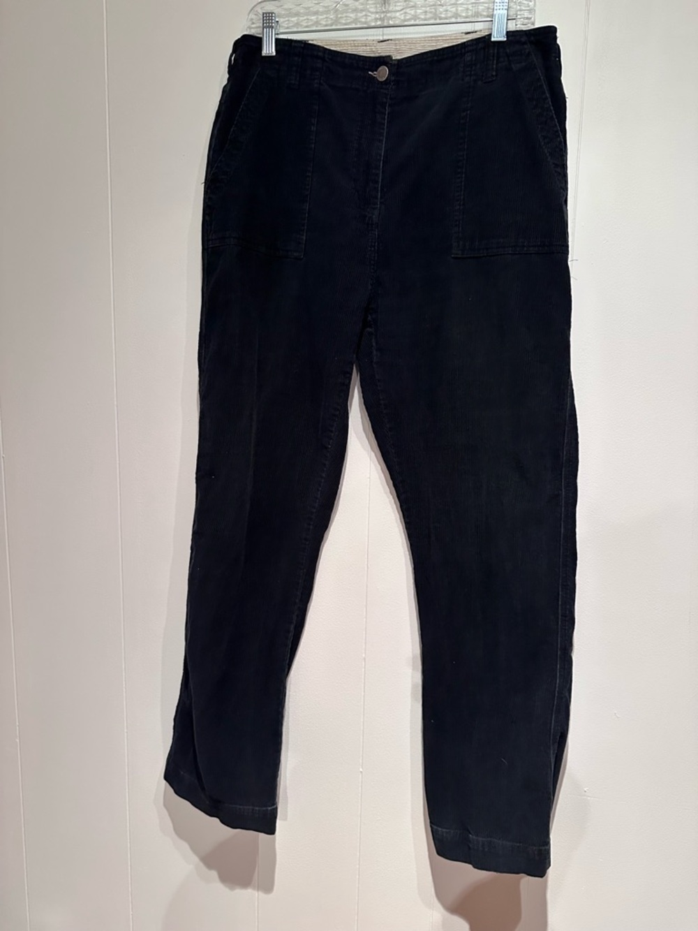 Woolrich Corduroy Pants Womens 12 Black Straight Crop High Rise Stretch Casual - Picture 3 of 8